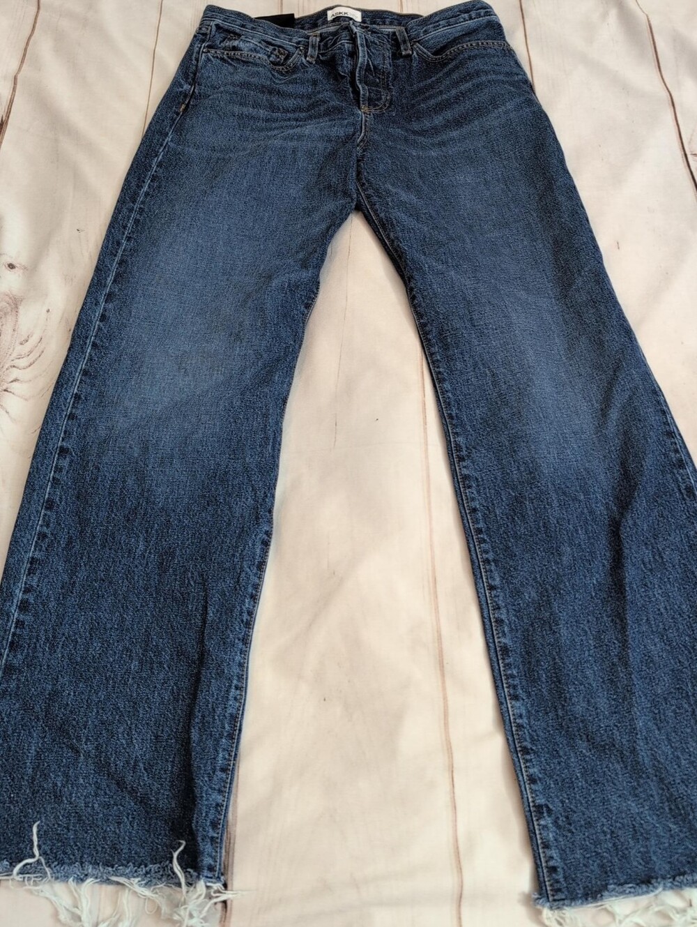 ASKK NY Cuffed Mid Rise Straight Jeans 29 Paris Wash Raw Hem NWOT Made USA